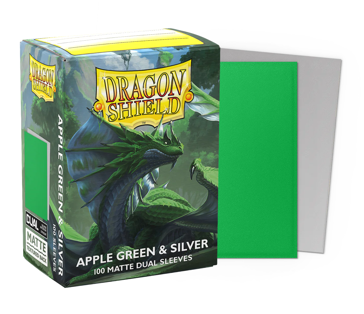 Dragon Shield - Apple Green & Silver Dual Matte Sleeves Display (10x 100ct Boxes)