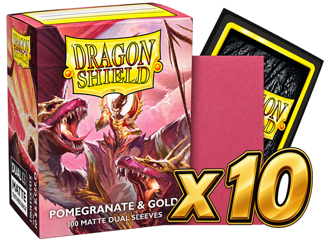 Dragon Shield - Pomegranate & Gold Dual Matte Sleeves Display (10x 100ct Boxes)