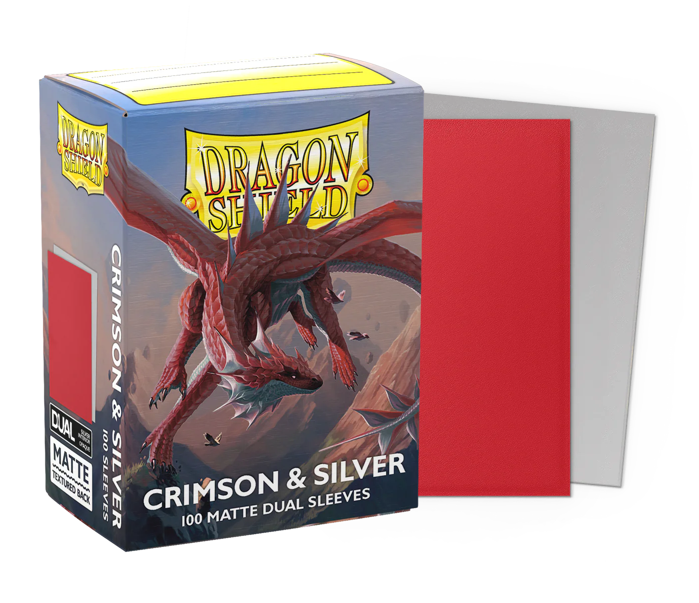 Dragon Shield - Crimson & Silver Dual Matte Sleeves Display (10x 100ct Boxes)