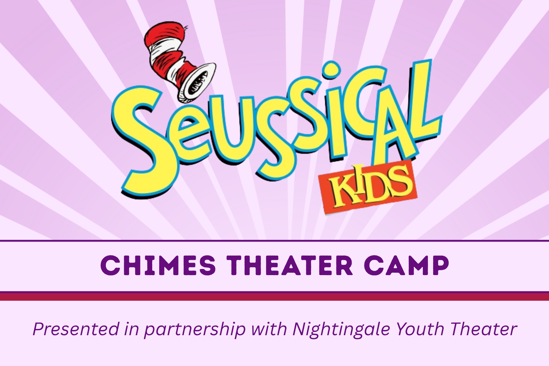 image saying "Seussical Kids" Chimes Theater Camp