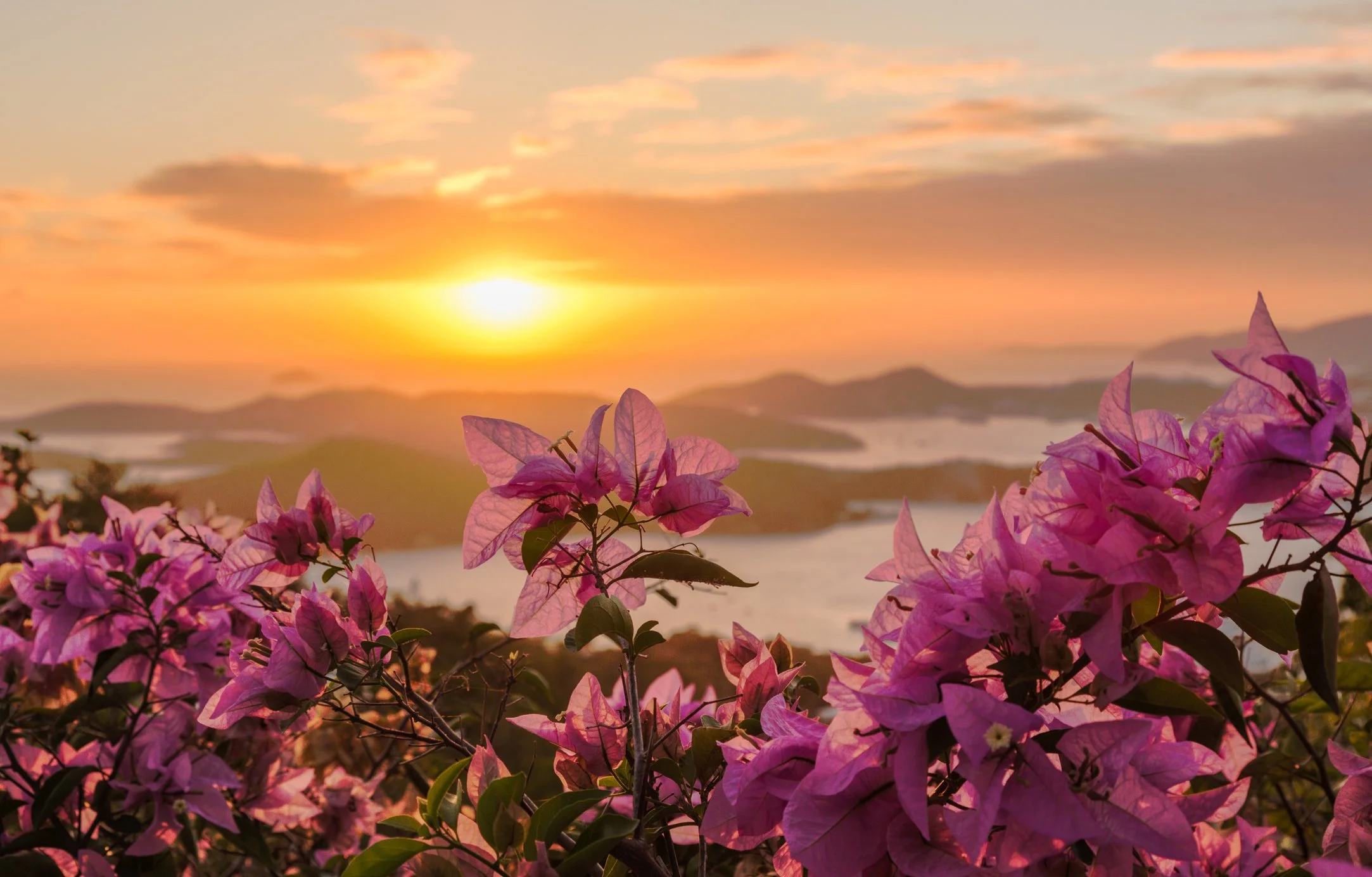 Sunset view over Charlotte Amalie, St. Thomas, U.S. Virgin Islands