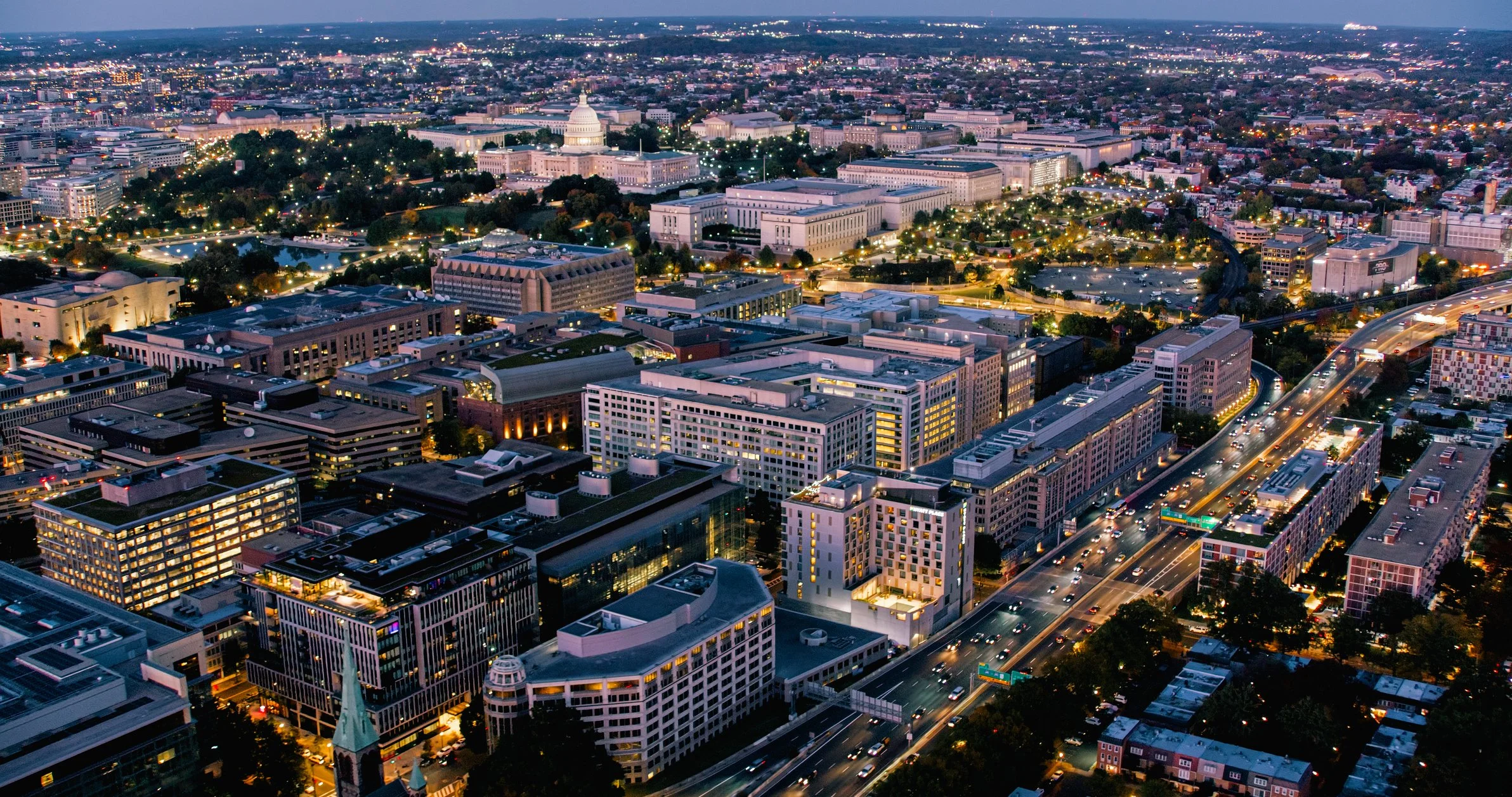 Scenic view of the Washington, DC business district, home of many global businesses