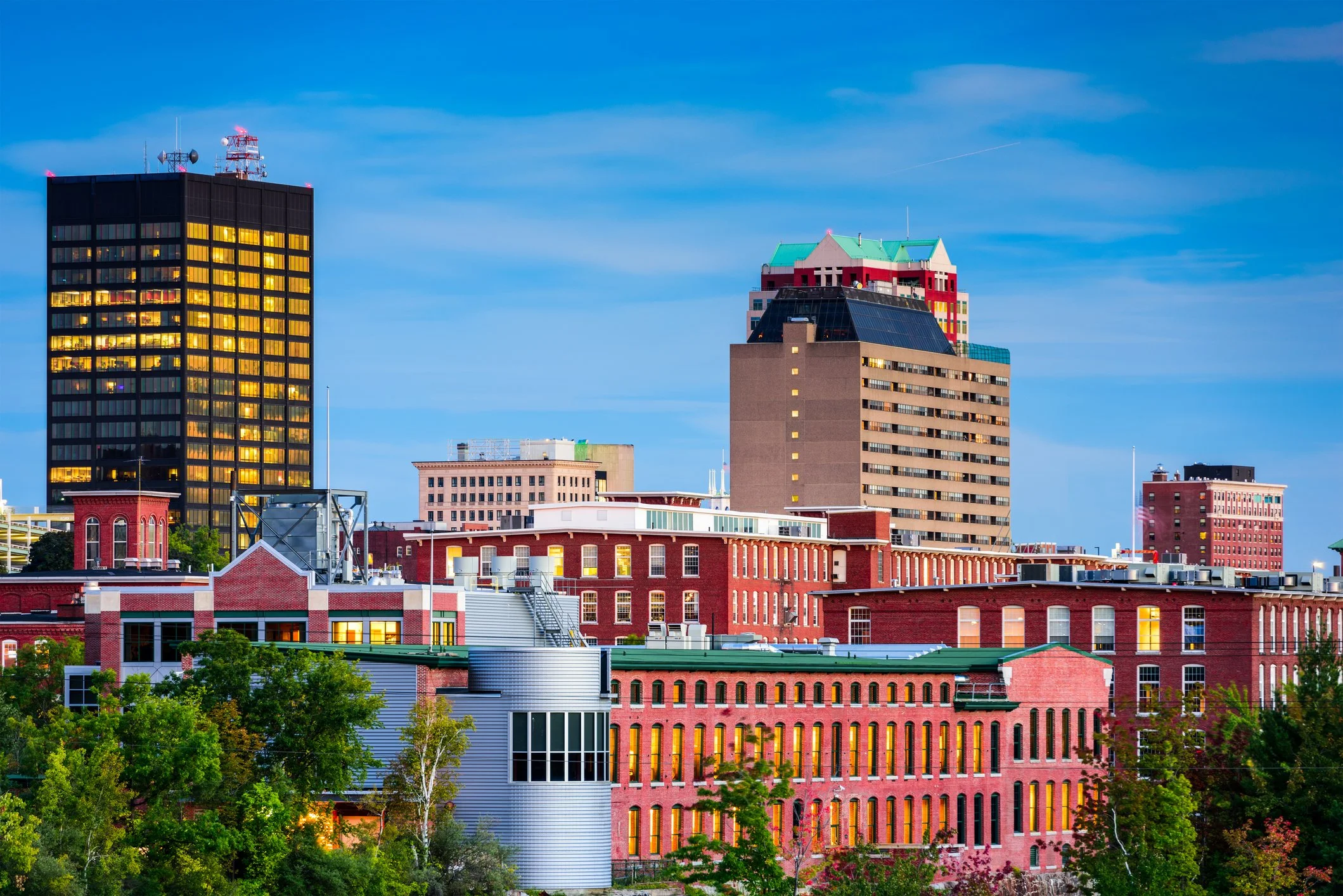 Skyline of Manchester, New Hampshire export hub