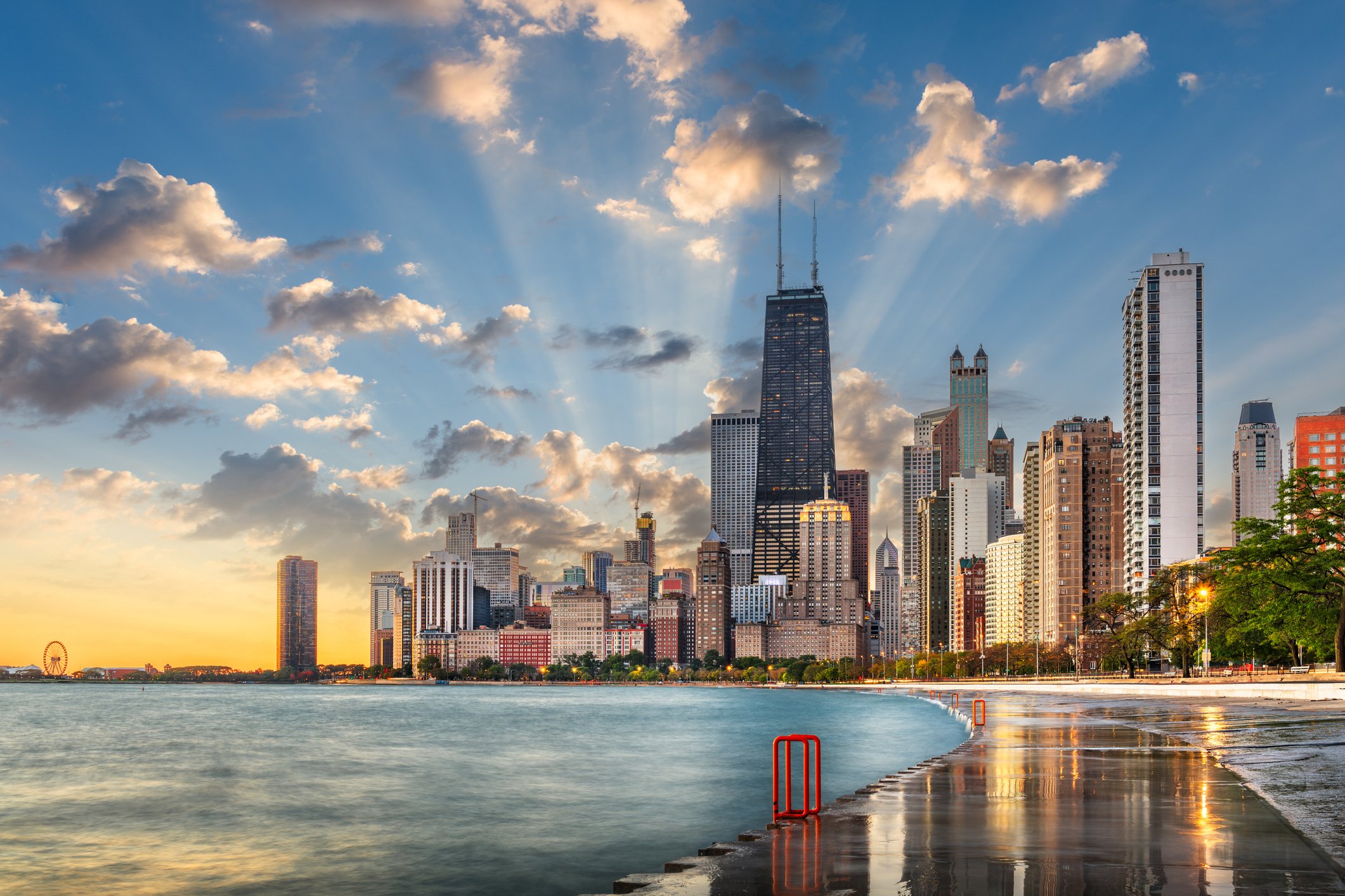 Scenic view of Lake Michigan and the Chicago skyline
