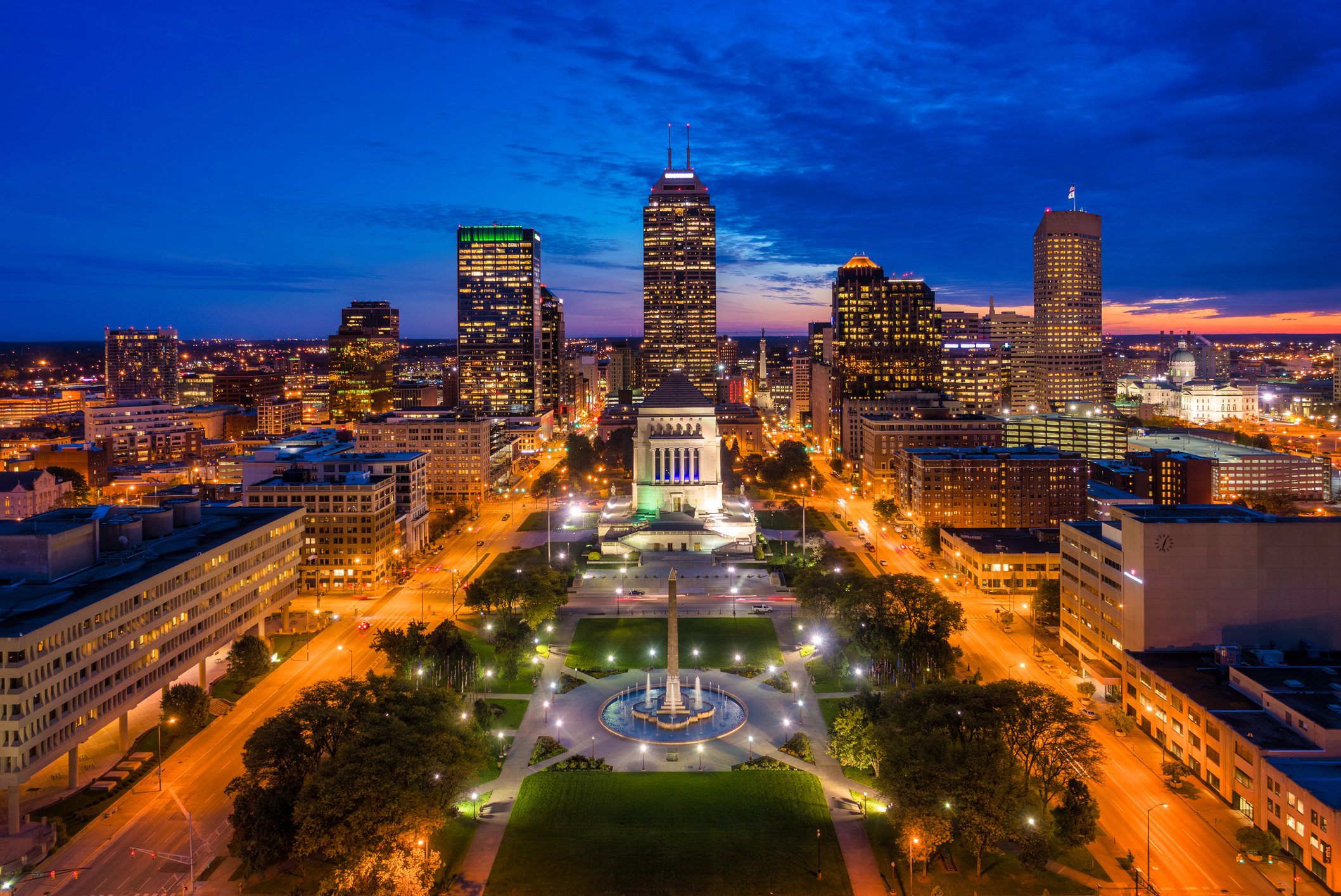 Skyline of Indianapolis, Indiana export hub