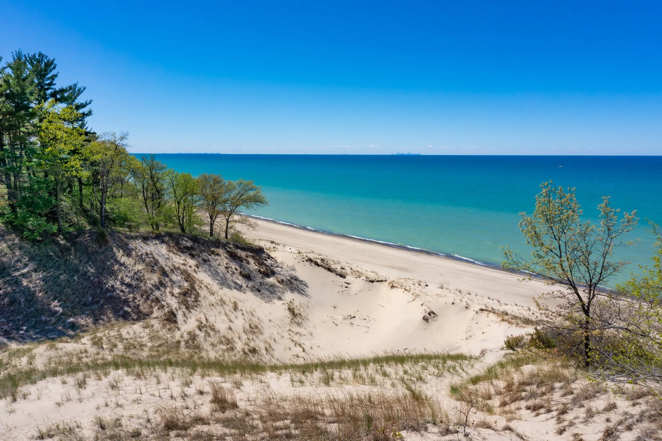 Indiana Dunes National Park shoreline along Lake Michigan, Indiana