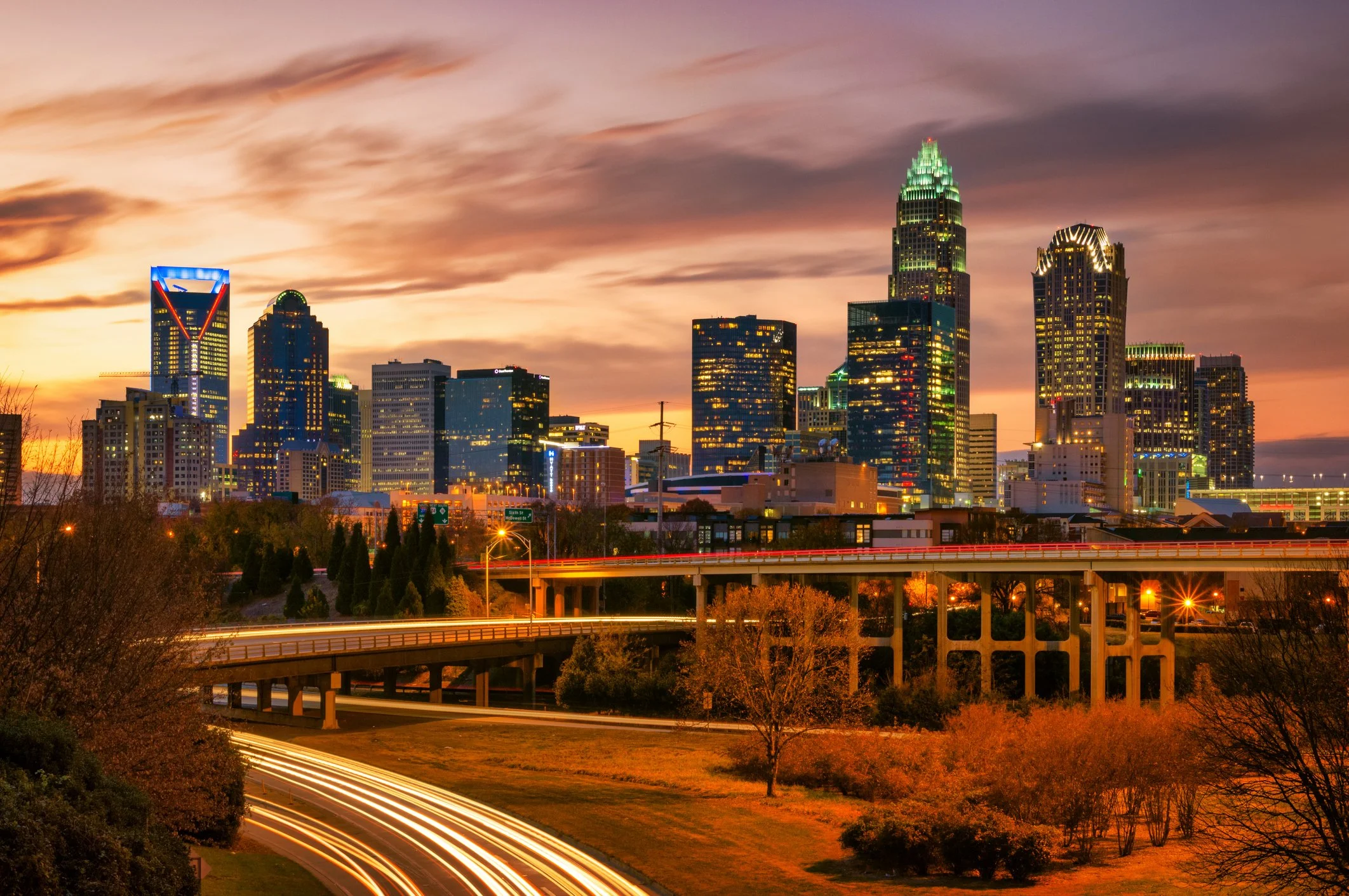 Skyline view of Charlotte, North Carolina export hub