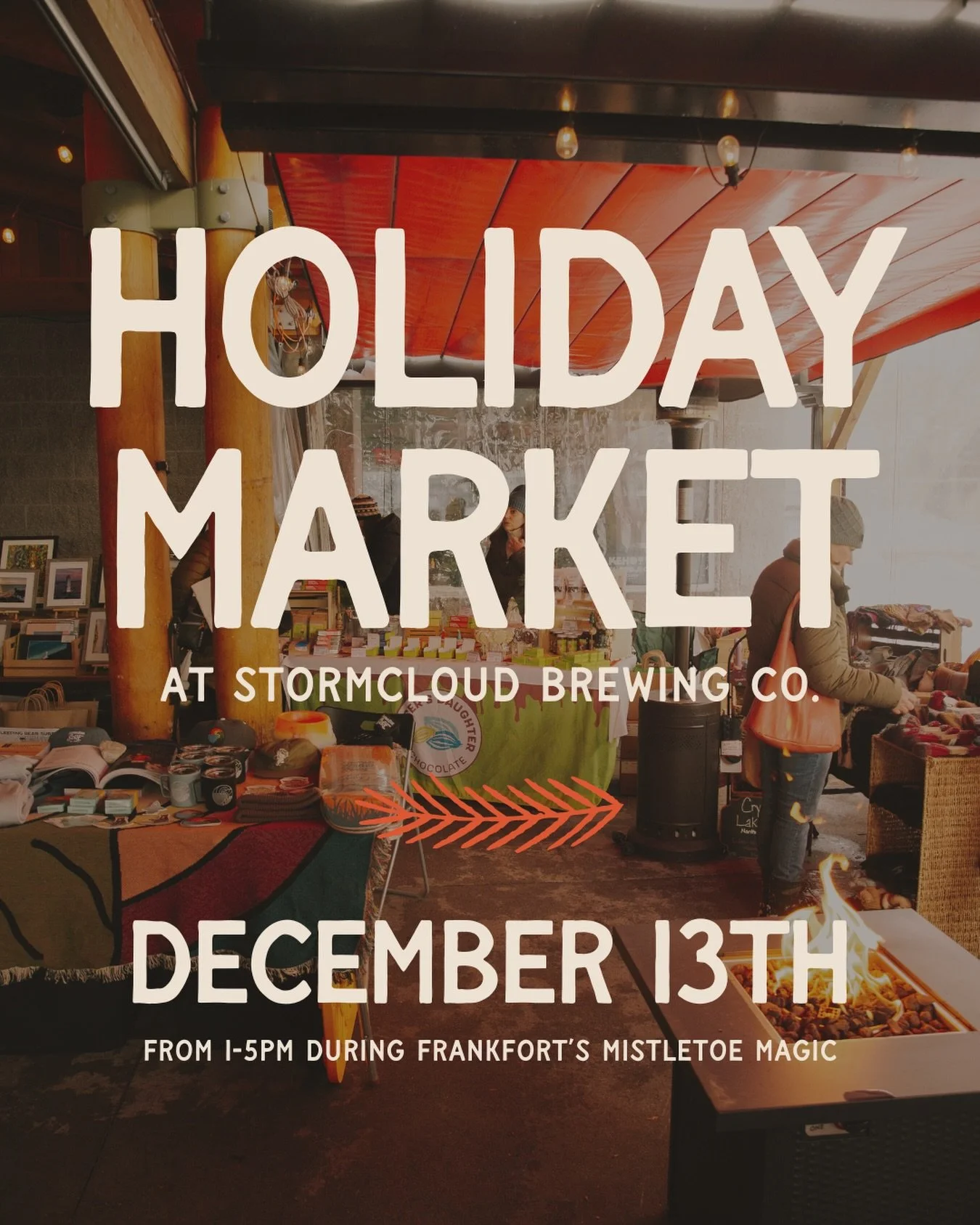 Our Holiday Market is back on the pub patio! Local makers and small businesses will be here with hand crafted goods and gifts for everyone on your list. 

Swing by on Saturday, December 13th from 1&ndash;5pm during Frankfort&rsquo;s Mistletoe Magic a