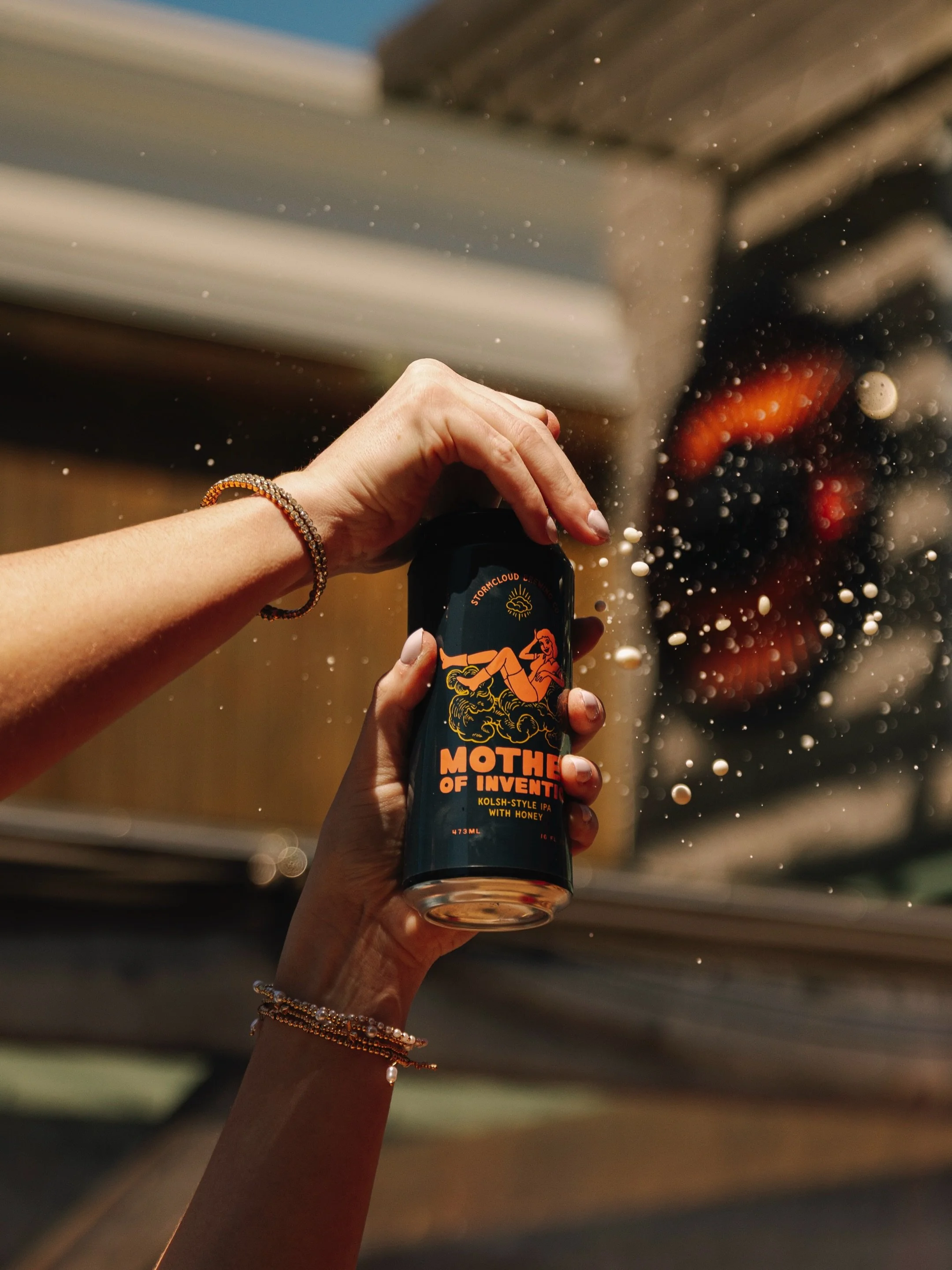 NEW(er) ON TAP: Mother Of Invention&mdash;a hoppy, bright k&ouml;lsch made with Sleeping Bear Farms Star Thistle Honey, Pale Malt donated to us by our friends at @greatlakesmalt, &amp; Pink Boots @yakimachief hops. Brewed by the badass women of Storm