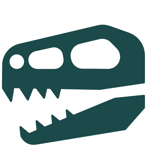 Silhouette of a dinosaur skull, likely a T-Rex or similar theropod.