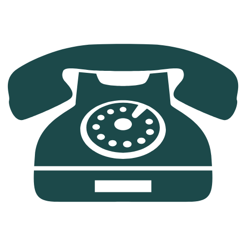 Silhouette of a vintage rotary phone in dark teal.