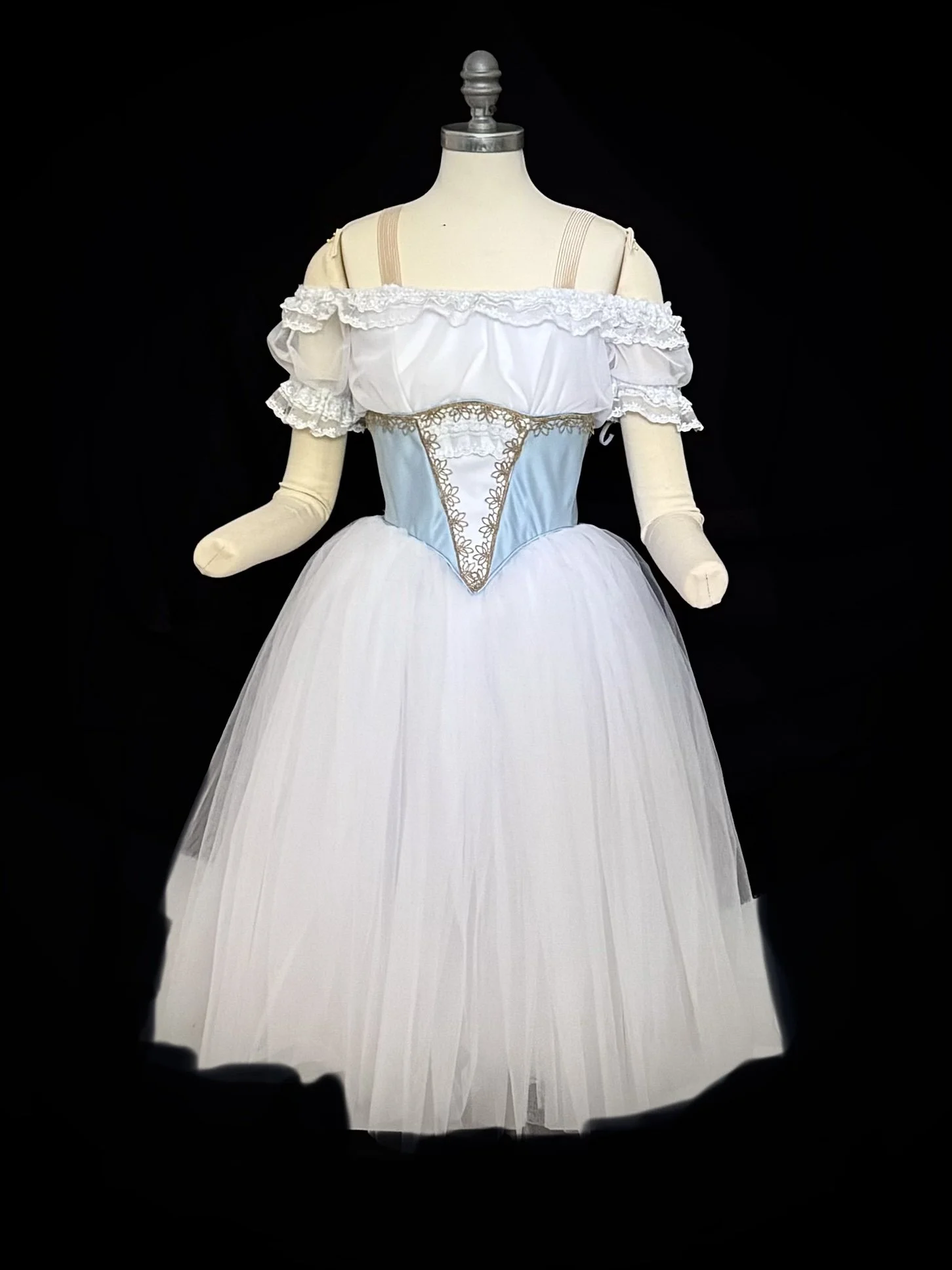 Blue/White Peasant Bodice with Romantic Skirt