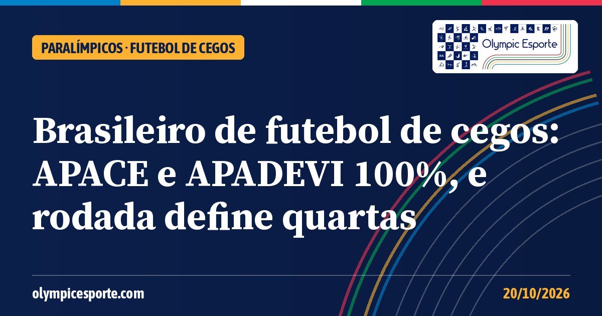 Brasileiro de futebol de cegos: APACE e APADEVI seguem 100%, e rodada desta terça define as quartas de final