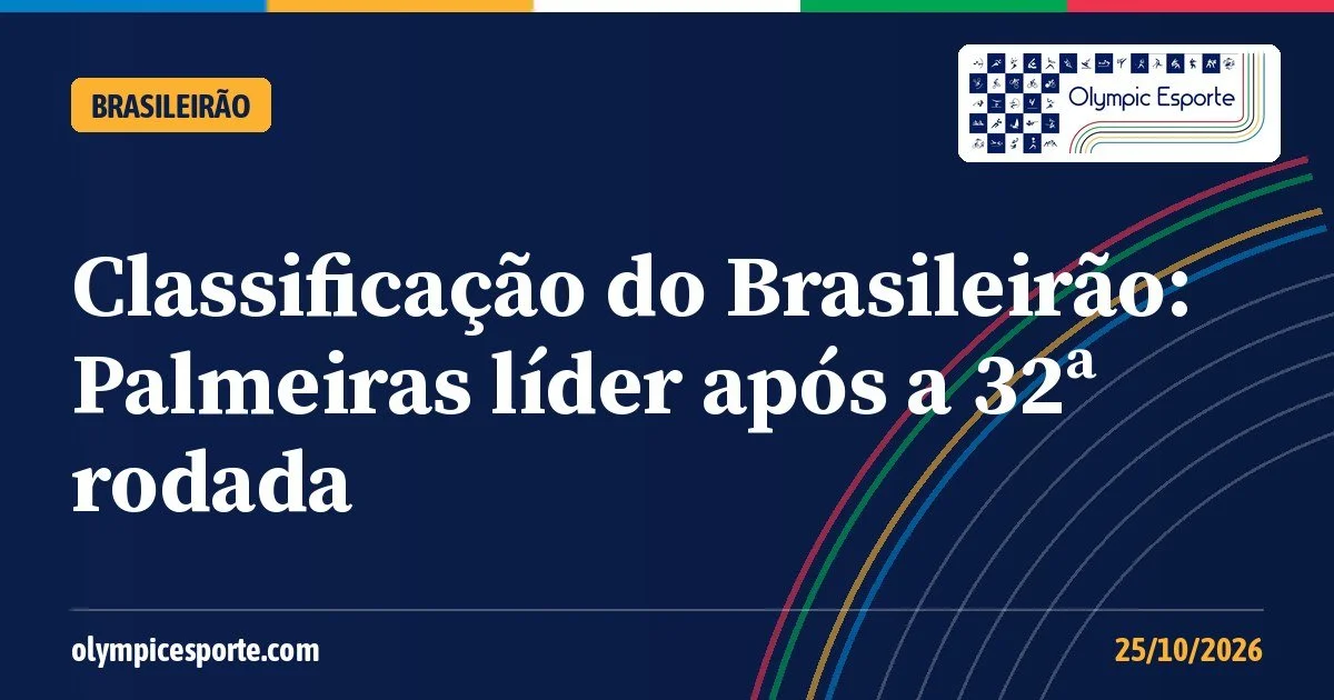 Classificação do Brasileirão 2026: Palmeiras assume a liderança, Inter sai do Z4 e Chapecoense vence o Fluminense na 32ª rodada