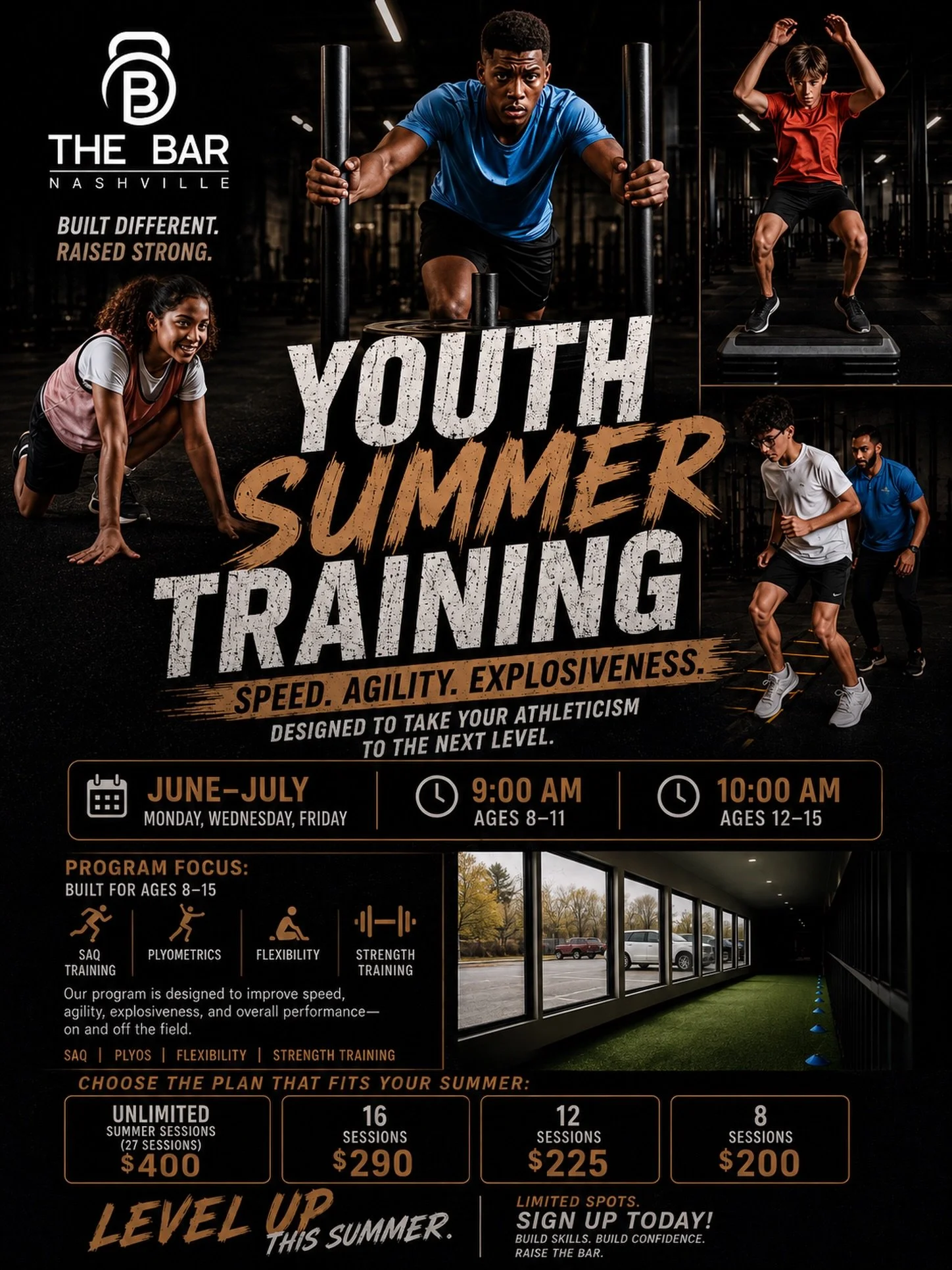 SUMMER TRAINING IS HERE!

Parents: If you&rsquo;re looking for something this summer that builds more than just &ldquo;busy time,&rdquo; this is it.

Our Youth Summer Training Program at The Bar is designed to help athletes ages 8&ndash;15 improve:
&