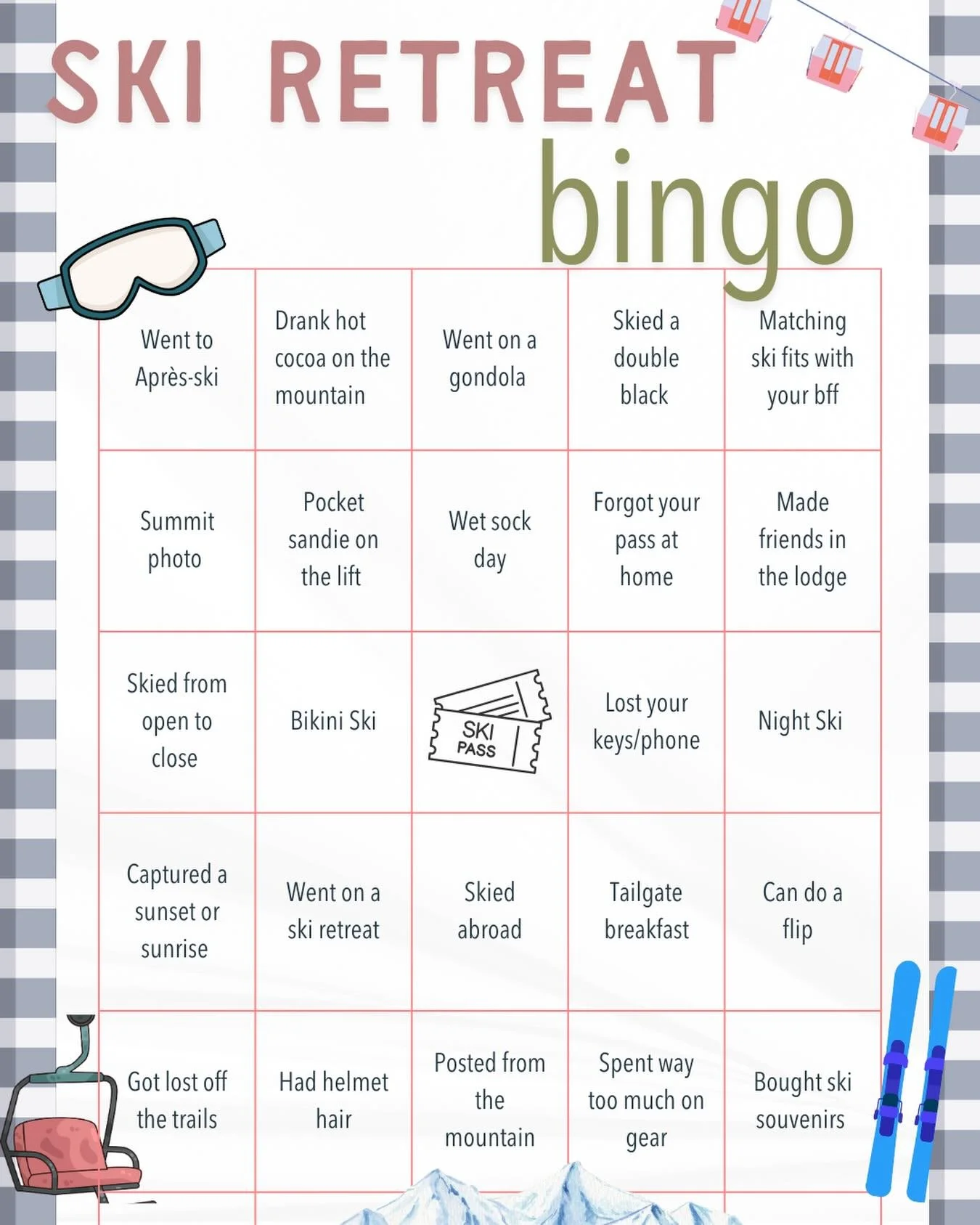 Katy Perry and Justin Trudeau dating was definitely not on our 2025 bingo card, but we had quite a bit on our 2025 Ski Retreat bingo card! Did you get bingo this year? If not, there&rsquo;s always this season! #bingo #ski #mountain #womenwhoski #skir