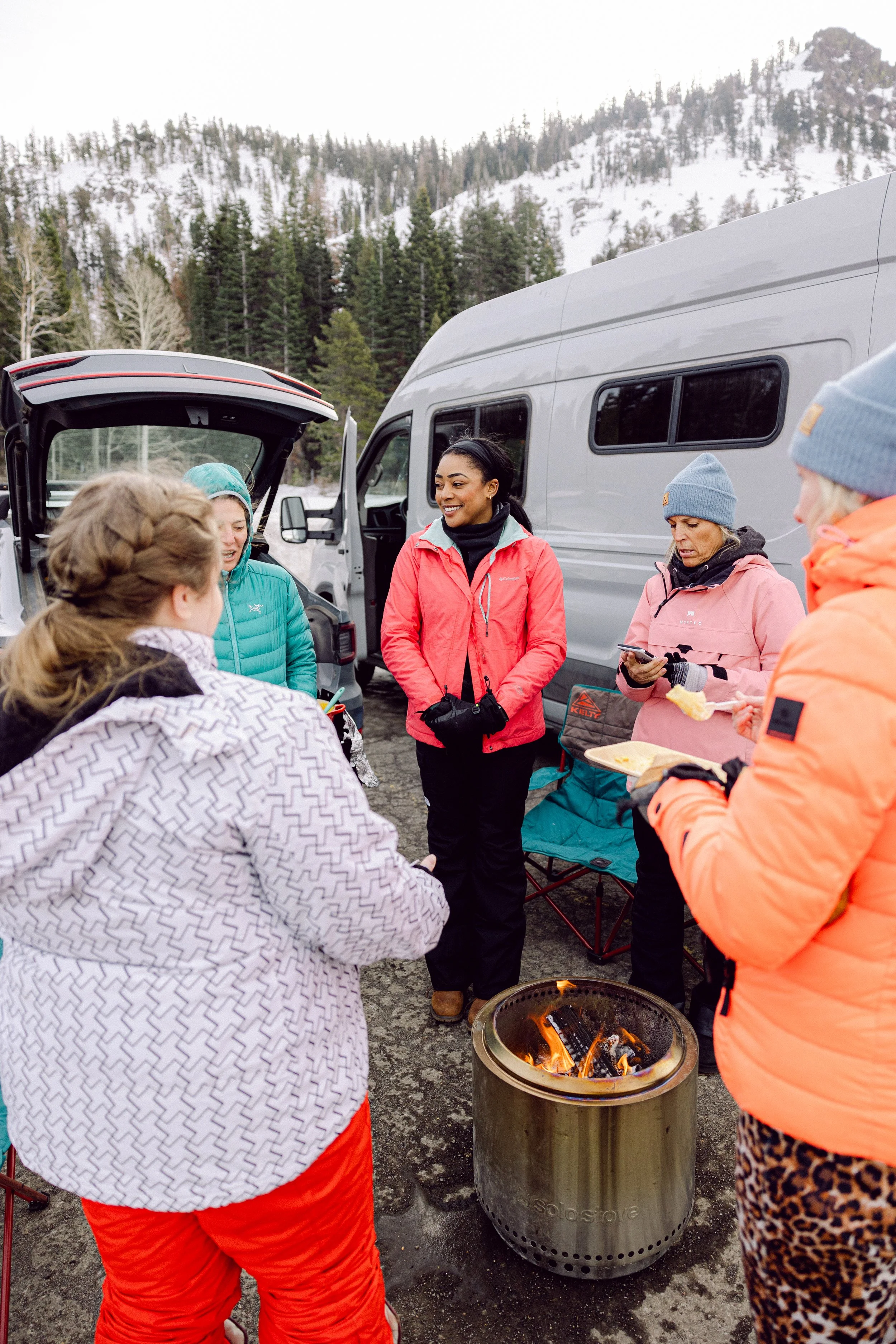 breakfast tailgate around the fire