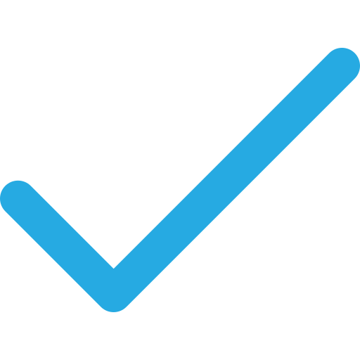 Blue checkmark icon on a black background.