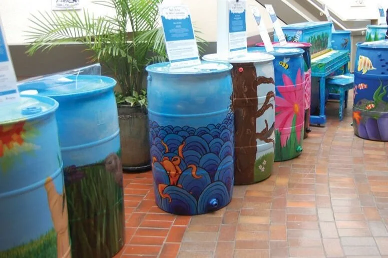 Painted rain barrels done for ecoCaledon project, done by Caledon-based students