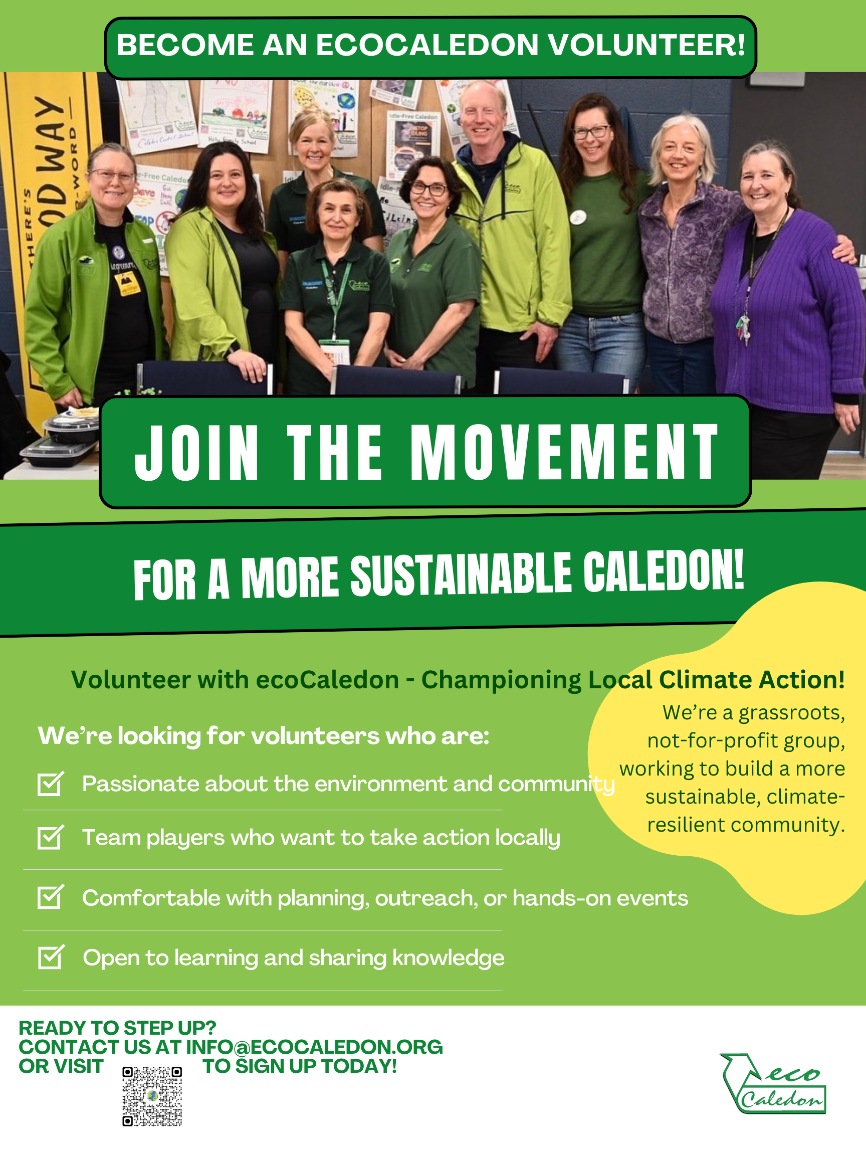 Poster for ecoCaledon General Volunteer opportunity