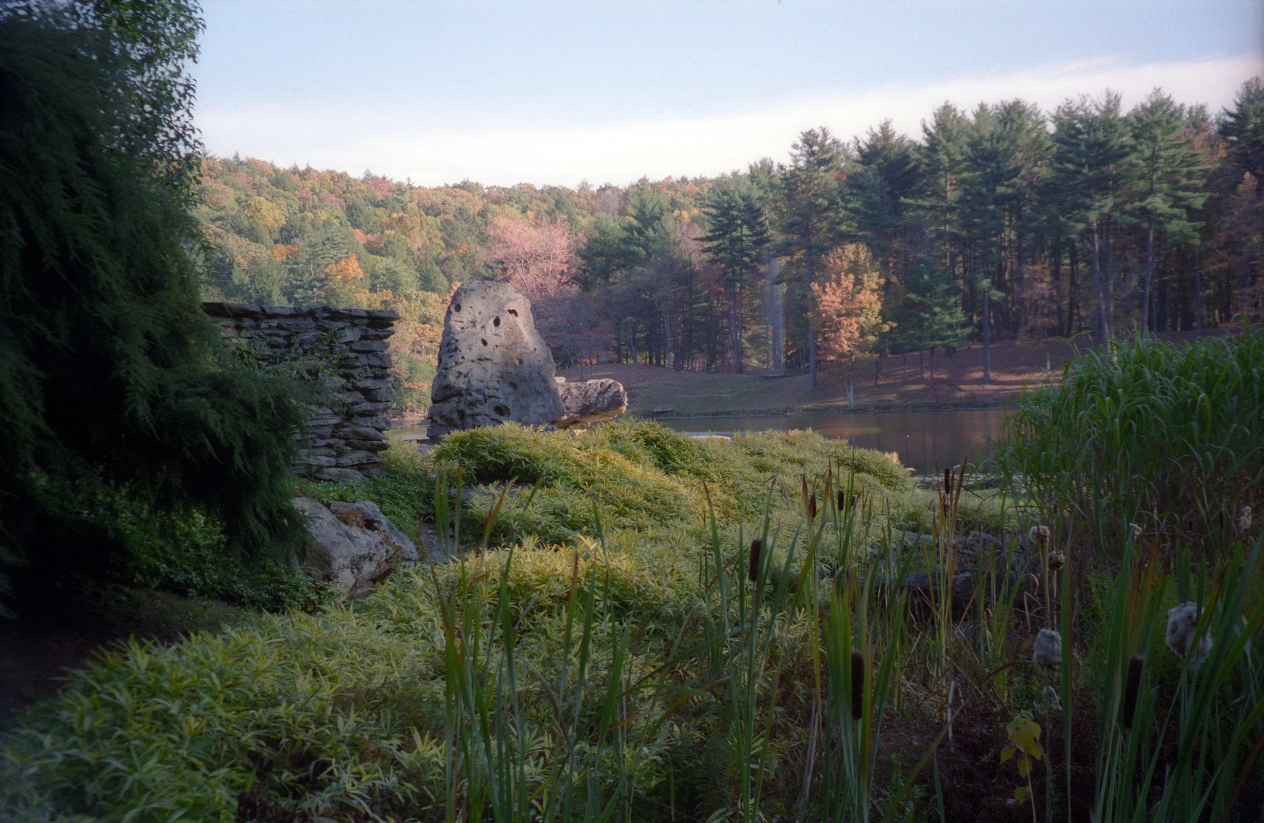 A historical autumn view of Innisfree Garden in Millbrook, New York.