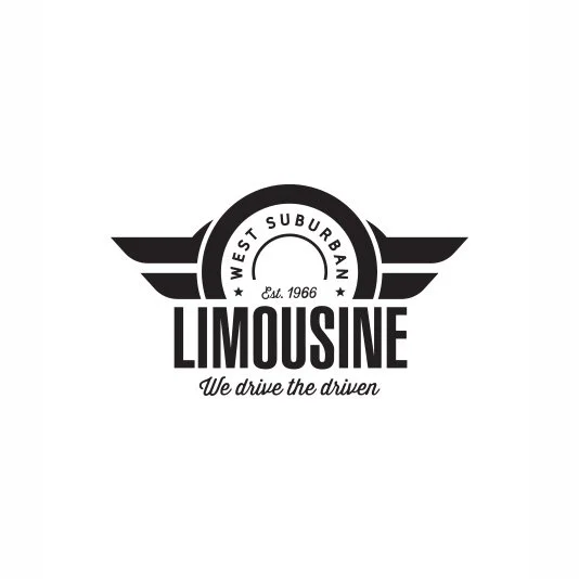 Logo for West Suburban Limousine featuring a circular emblem with wings and the text "Est. 1966" and "We drive the driven."