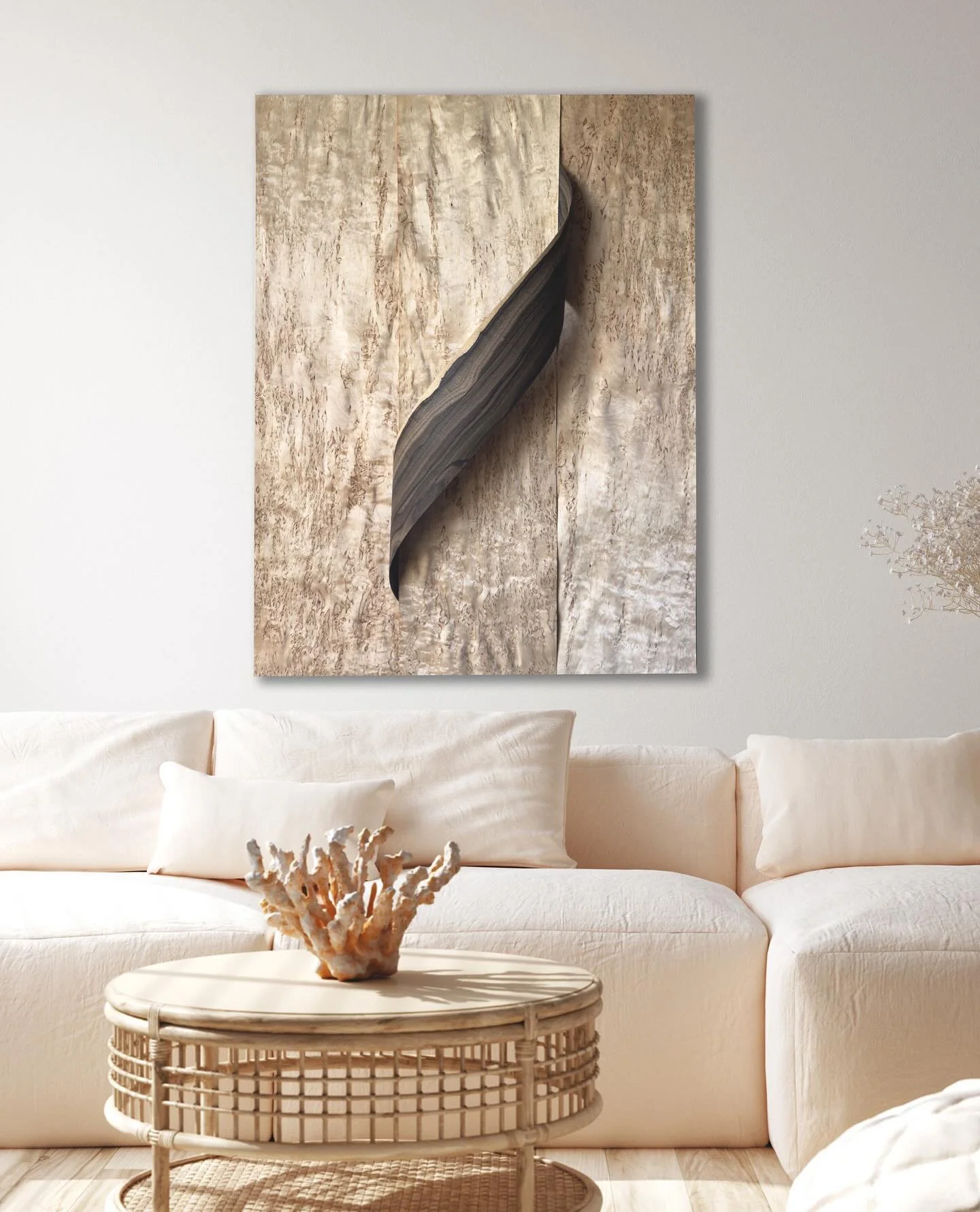 ✨ Introducing &ldquo;Turning Point&rdquo; &mdash; a new sculptural veneer work debuting at the Hamptons Fine Art Fair.

Crafted from Karelian birch and zircote, this 30x40 piece explores the quiet power of restraint and release. A single curve folds 