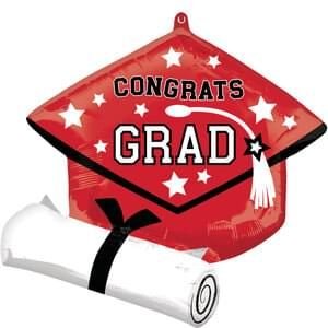 Angram Red School Grad Cap