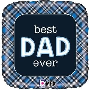 18" Best Dad Ever Plaid Rounded Squar