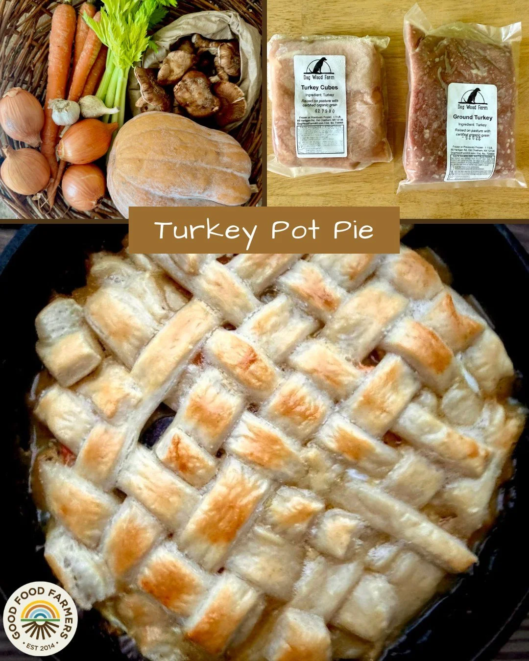 Since it&rsquo;s National Pie Day, it&rsquo;s only fitting to share Carolyn&rsquo;s Turkey Pot Pie recipe. This recipe features turkey from Dog Wood Farm along with organic produce from our farmers.

We invite you to give it a try.

You can find the 