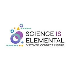 Logo with a purple atom symbol and text that reads 'Science is Elemental' and the tagline 'Discover. Connect. Inspire.'