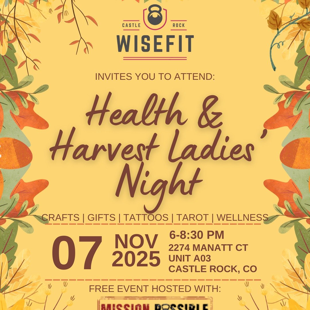 If you're local, don't miss our first annual health and harvest ladies' night event! Tons of fun vendors, food and drinks, and friends! 

#castlerockcolorado #castlerockmoms #wellnessevent #fitnesslife