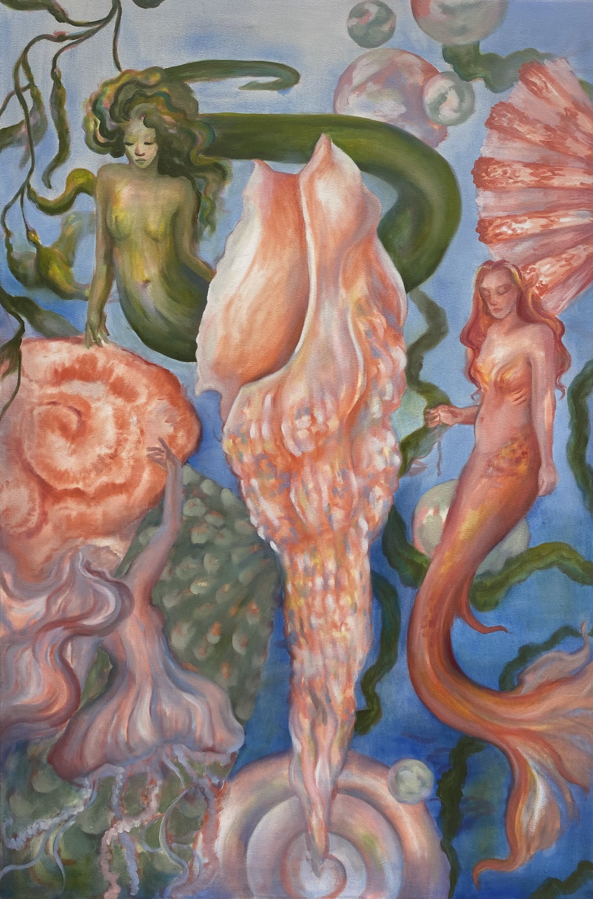 Beings of the Ocean, 2024, oil on canvas, 60 x 40 in.