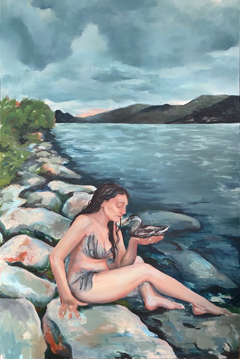 Gray Skies, 2024, oil on canvas, 60 x 36 in.