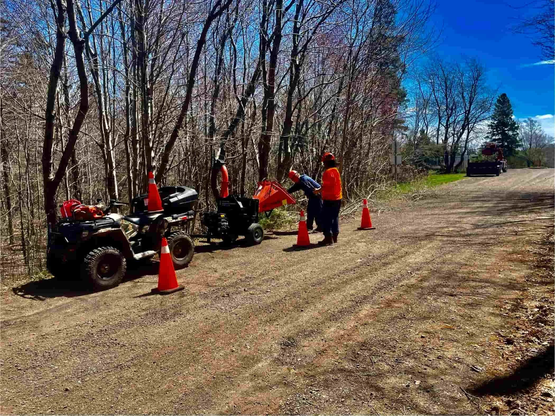 Wood chipping service by Red Oaks Tree Removal at roadside