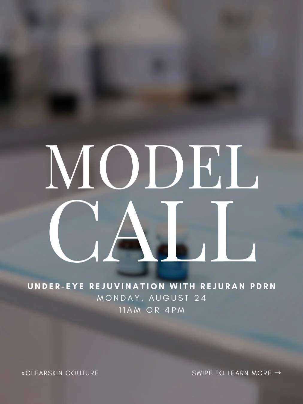 ✨ MODEL CALL: PDRN UNDER-EYE TREATMENT ✨

Ready to refresh and rejuvenate your under-eye area? 

We&rsquo;re looking for models for a Rejuran PDRN under-eye treatment designed to support skin regeneration, improve the appearance of fine lines, and pr