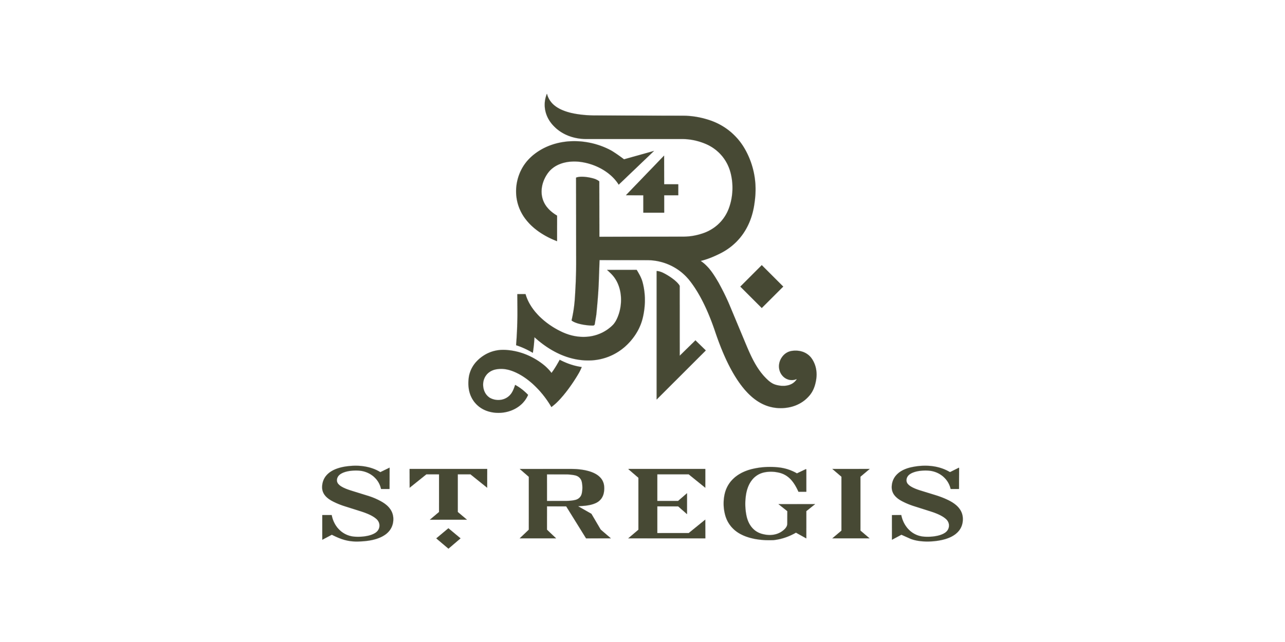 Logo with stylized initials and the word 'STREGIS' underneath.