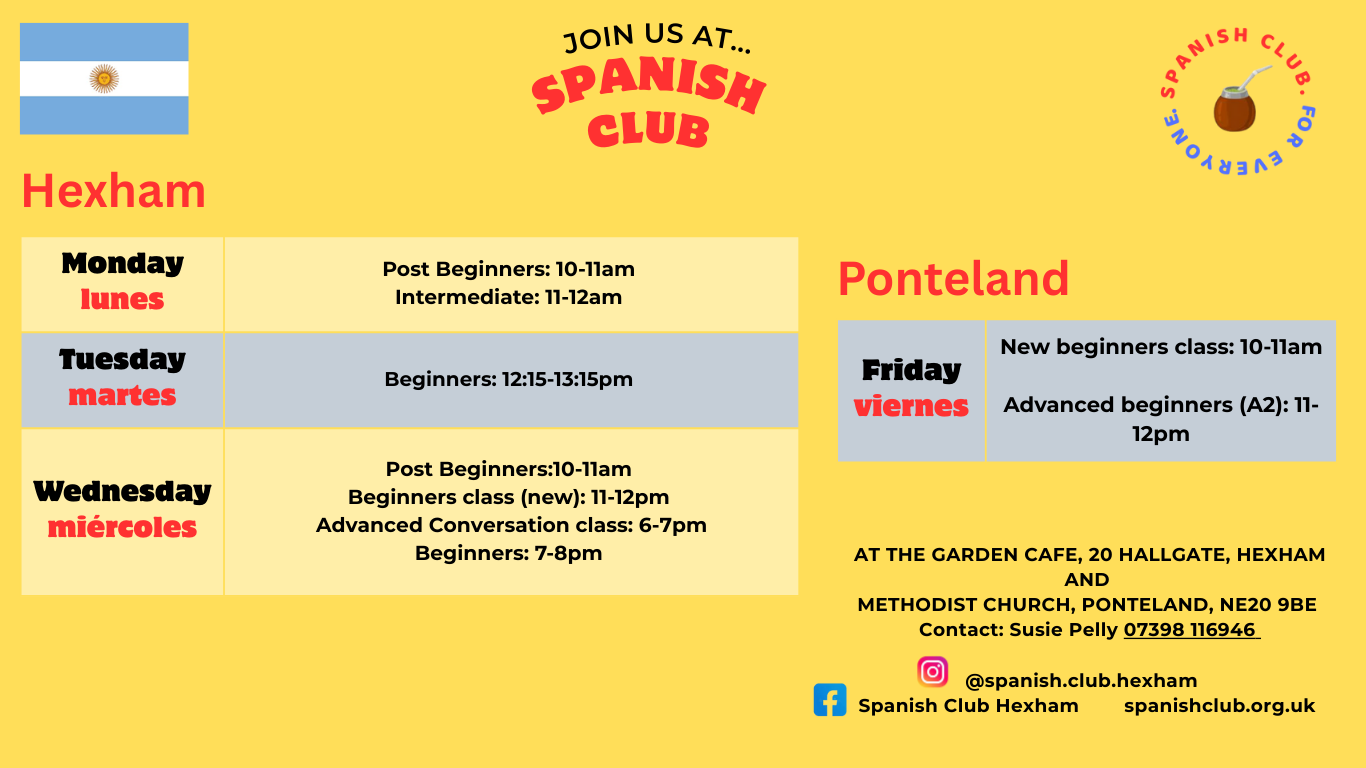 Timetable — Spanish Club Hexham