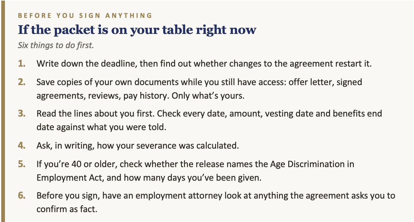 Things to do before you sign severance or PIP