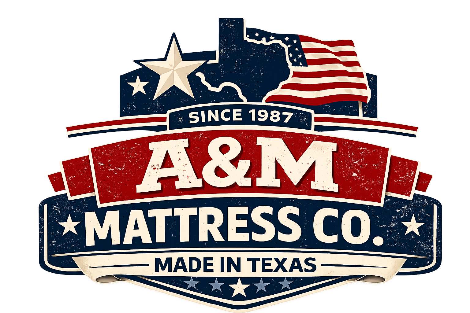 Am Mattress CO logo houston texas factory