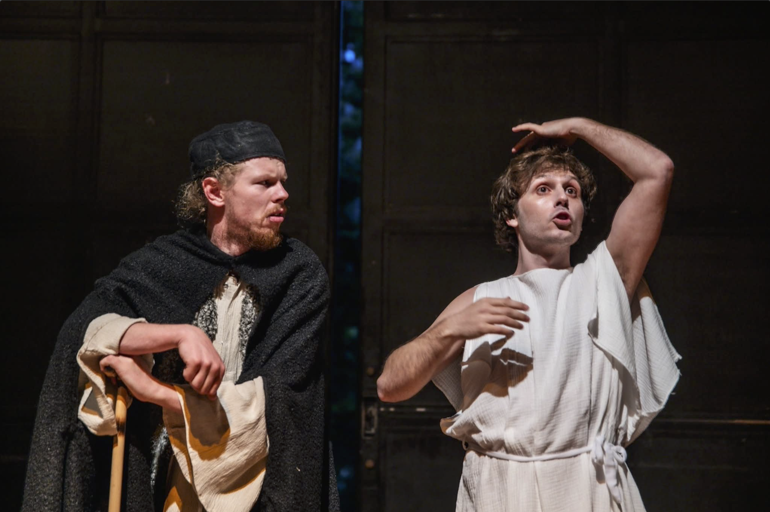 Production photograph, Clouds by Thiasos Theatre Company