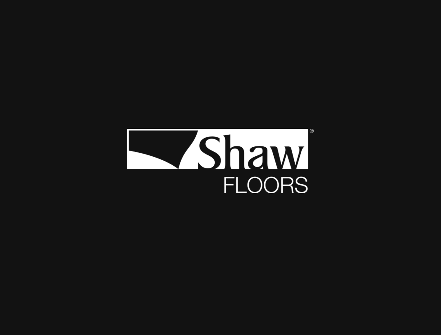 Black background with the logo for Shaw Floors, featuring a stylized swoosh and the text 'Shaw FLOORS'.