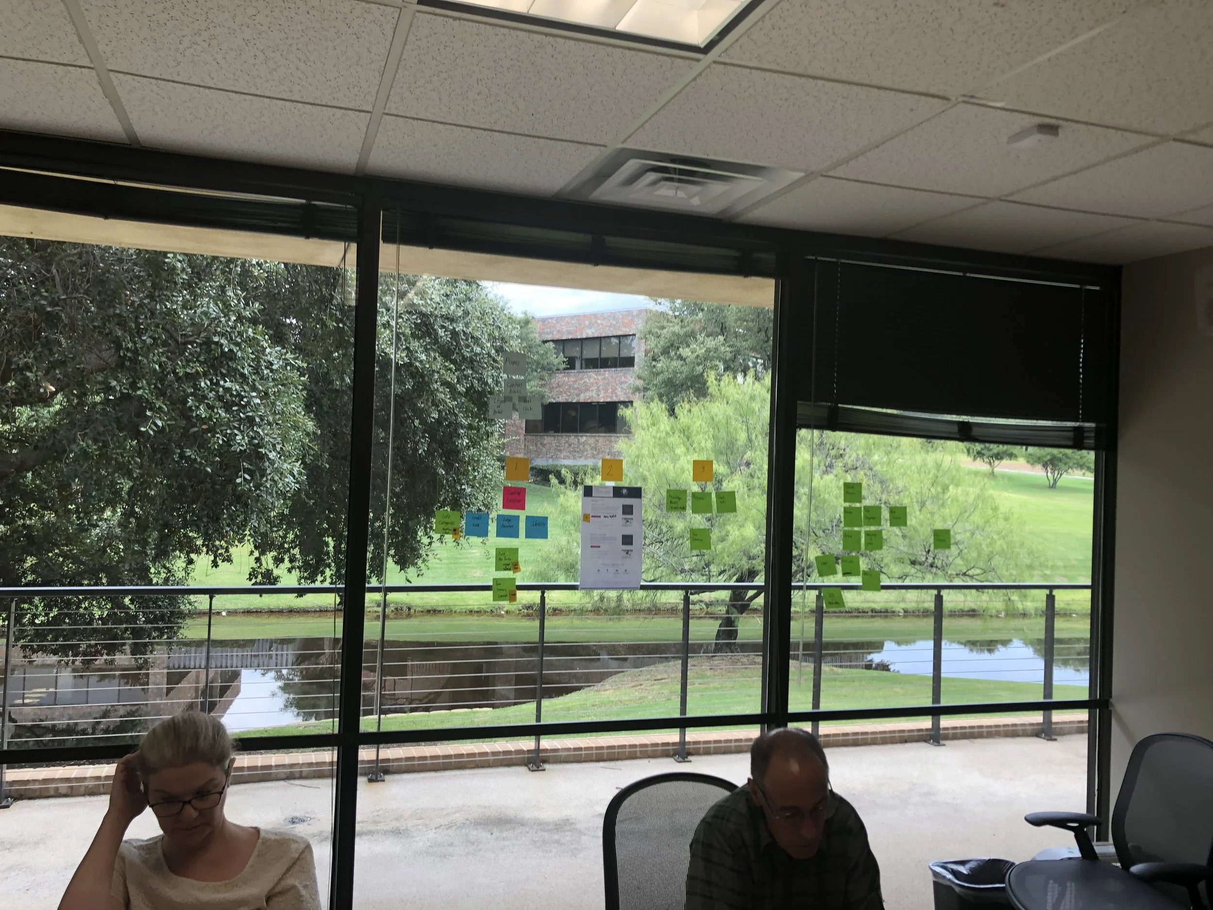 Using conference room windows for our workshop after all the walls were filled up.