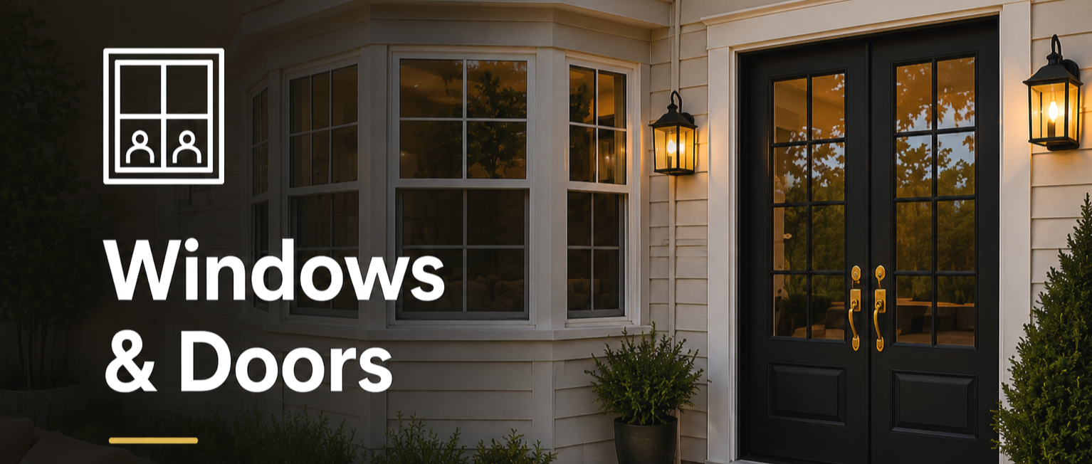 Hurricane impact windows and modern exterior door installation designed to improve energy efficiency and curb appeal.