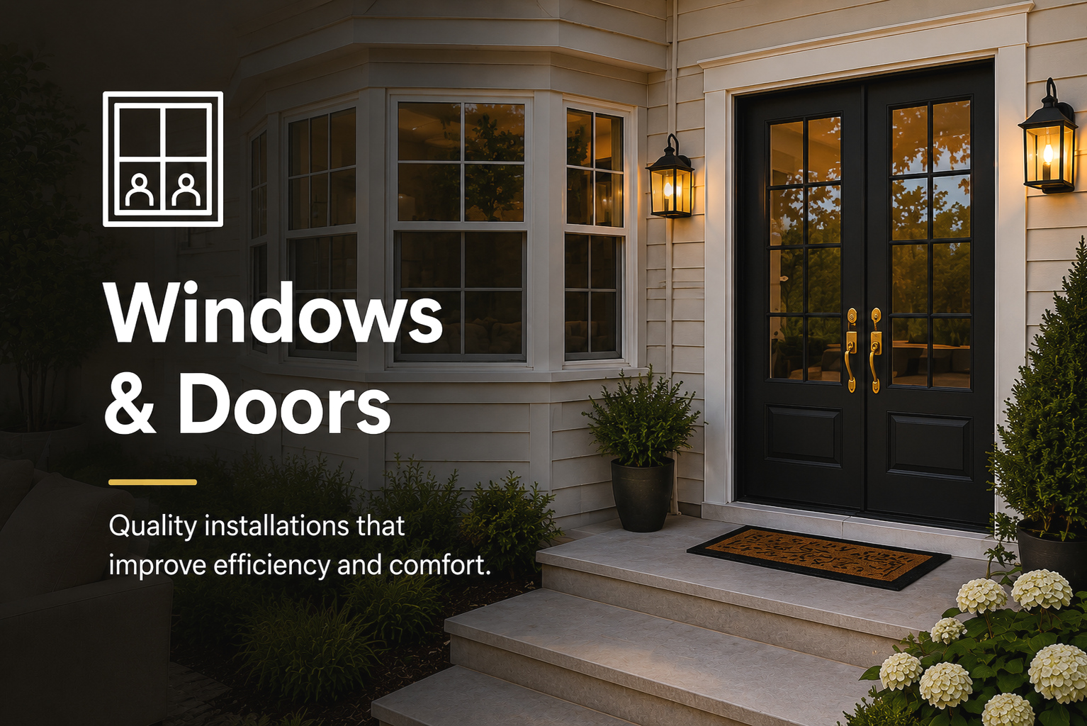 Hurricane impact windows and modern exterior door installation designed to improve energy efficiency and curb appeal.