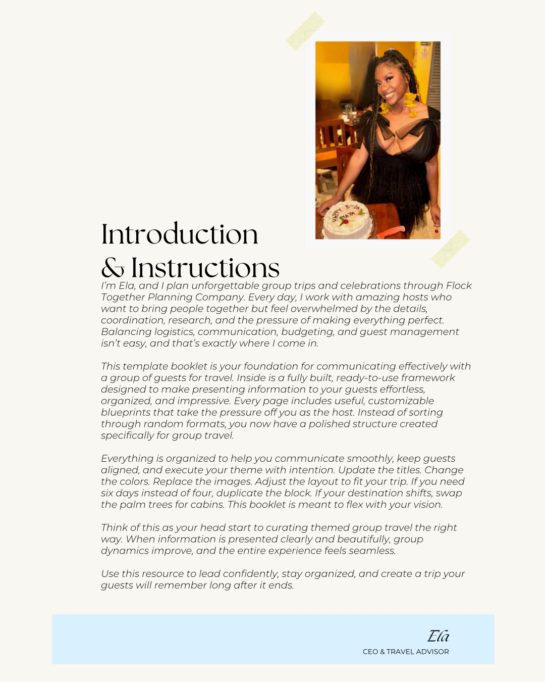 Templates Booklet For Group Vacation Communication