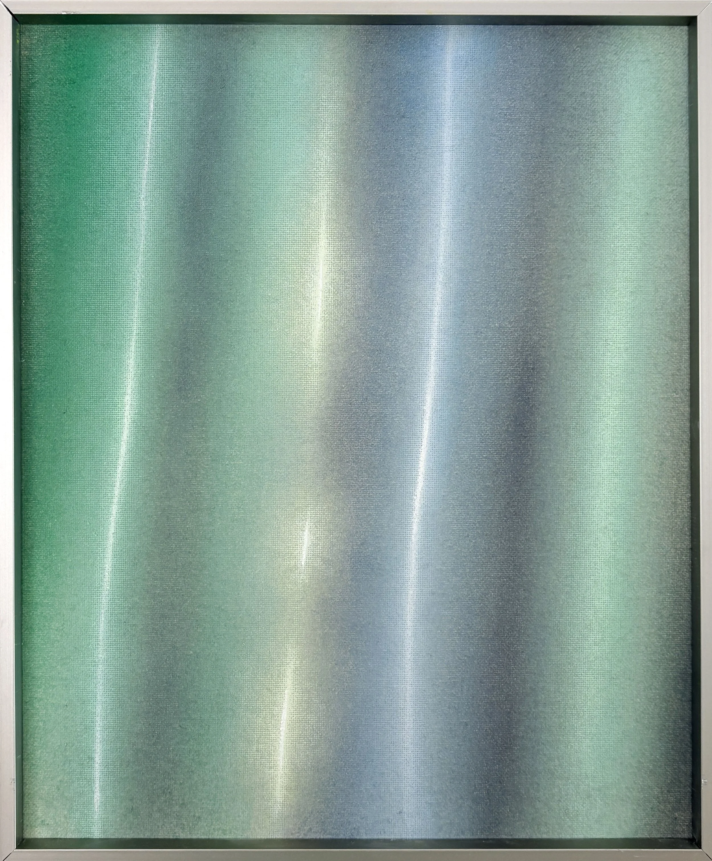Green with four lights, 2026. Oil on canvas, 11,9 x 9,9” (30 x 25 cm)