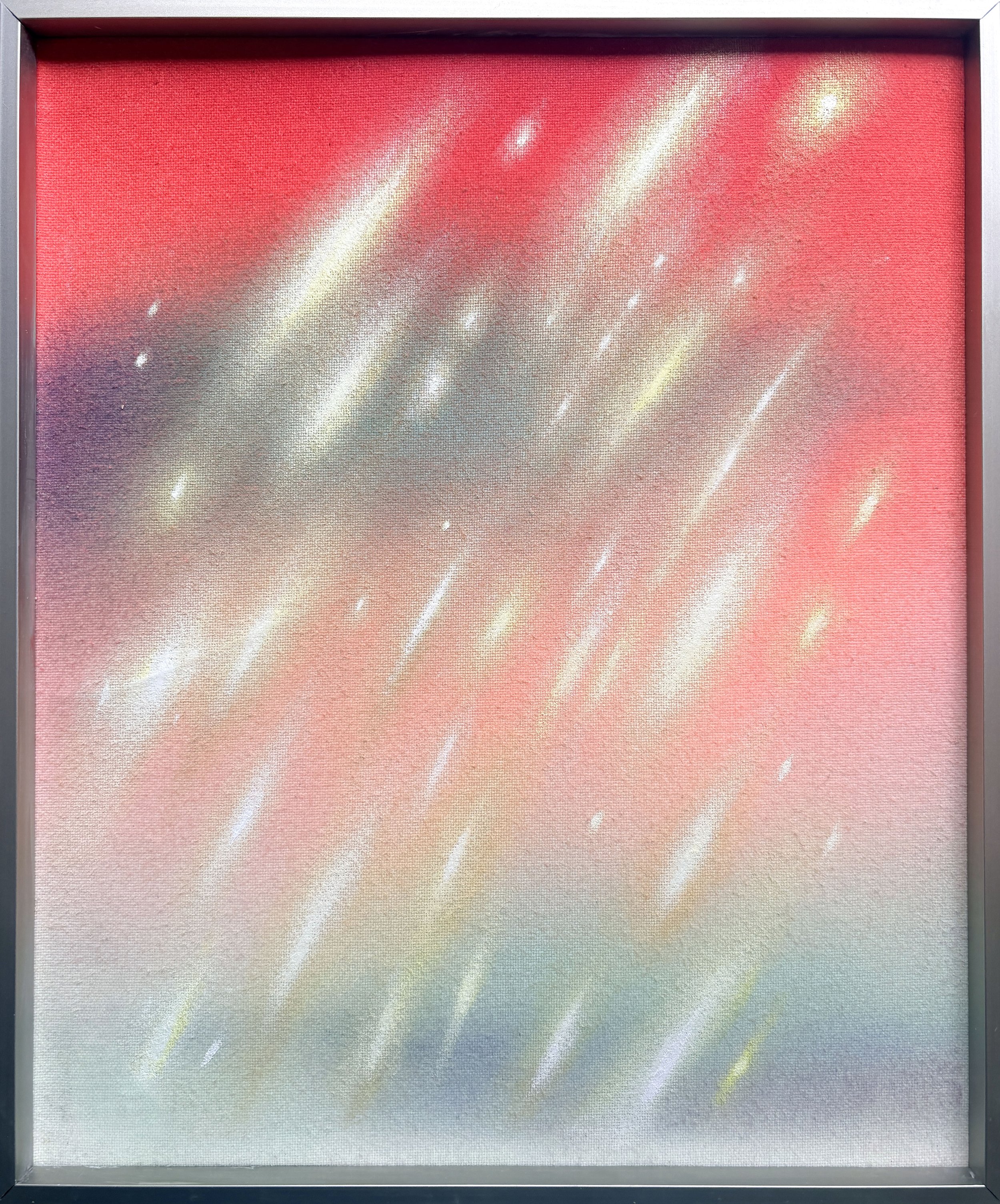 Lights in the sky (red), 2026. Oil on canvas, 11,9 x 9,9” (30 x 25 cm)