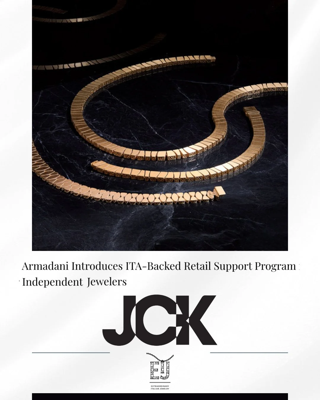 Big things are happening at Armadani&mdash;and the industry is taking notice. ✨⁠
Thank you to @JCKMagazine and @bsiminitz for featuring our new retail support program and partnership with the Italian Trade Agency in its latest Supplier News.⁠
⁠
As we
