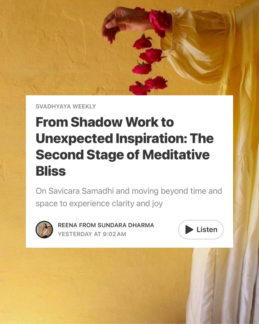 Comment &ldquo;SUTRA&rdquo; to read the full piece. 

Subscribe to Svadhyaya Weekly on Substack to get bite-sized deep dives on yoga philosophy every Sunday. 

#yogaphilosophy #yogasutras #indianyogacommunity #indianyoga #samadhi